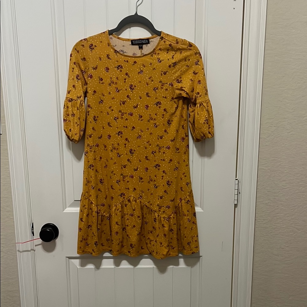 Trixxi Mustard Floral Dress